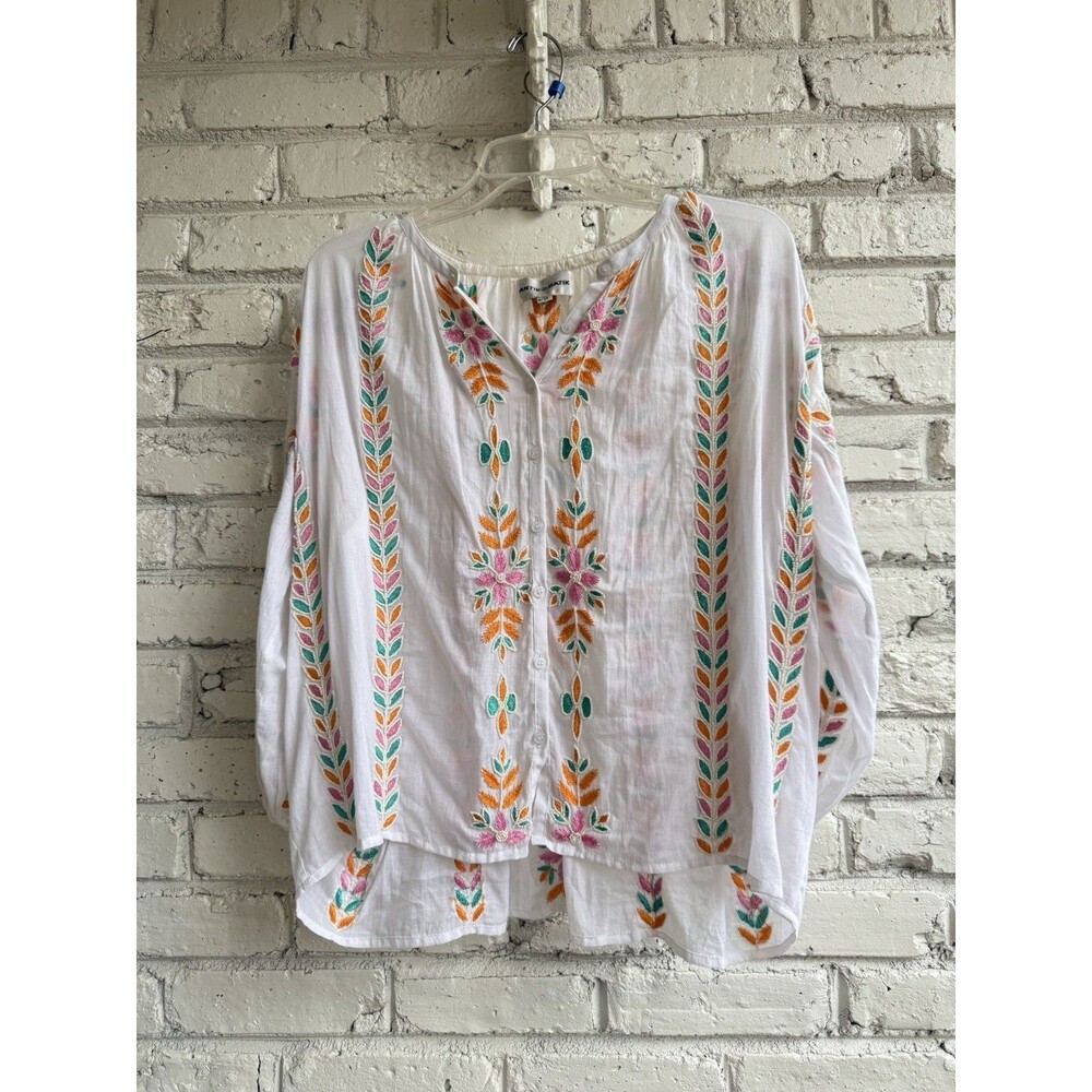 Antik Batik Minko Blouse White Beaded  Embroidery Small 38